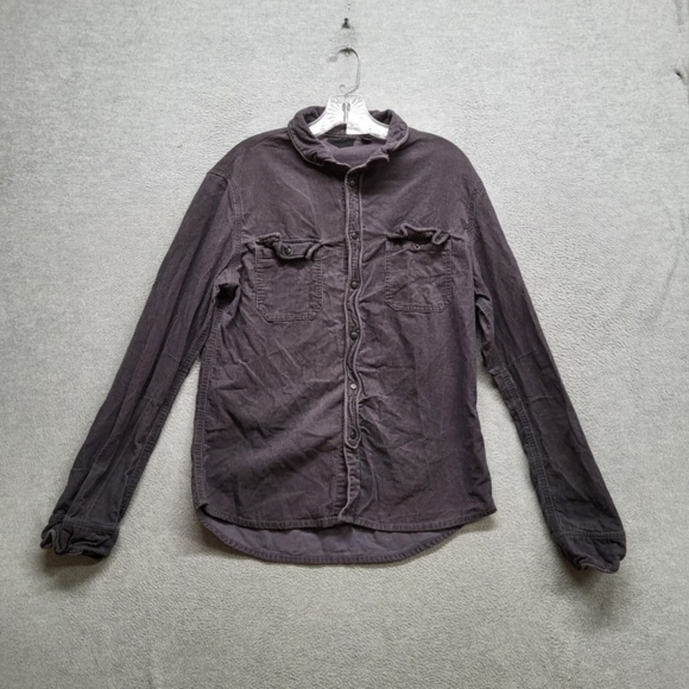 Rogue Men Button Up Shirt Medium Black Corduroy Work Pockets Long‎ Sleeve
